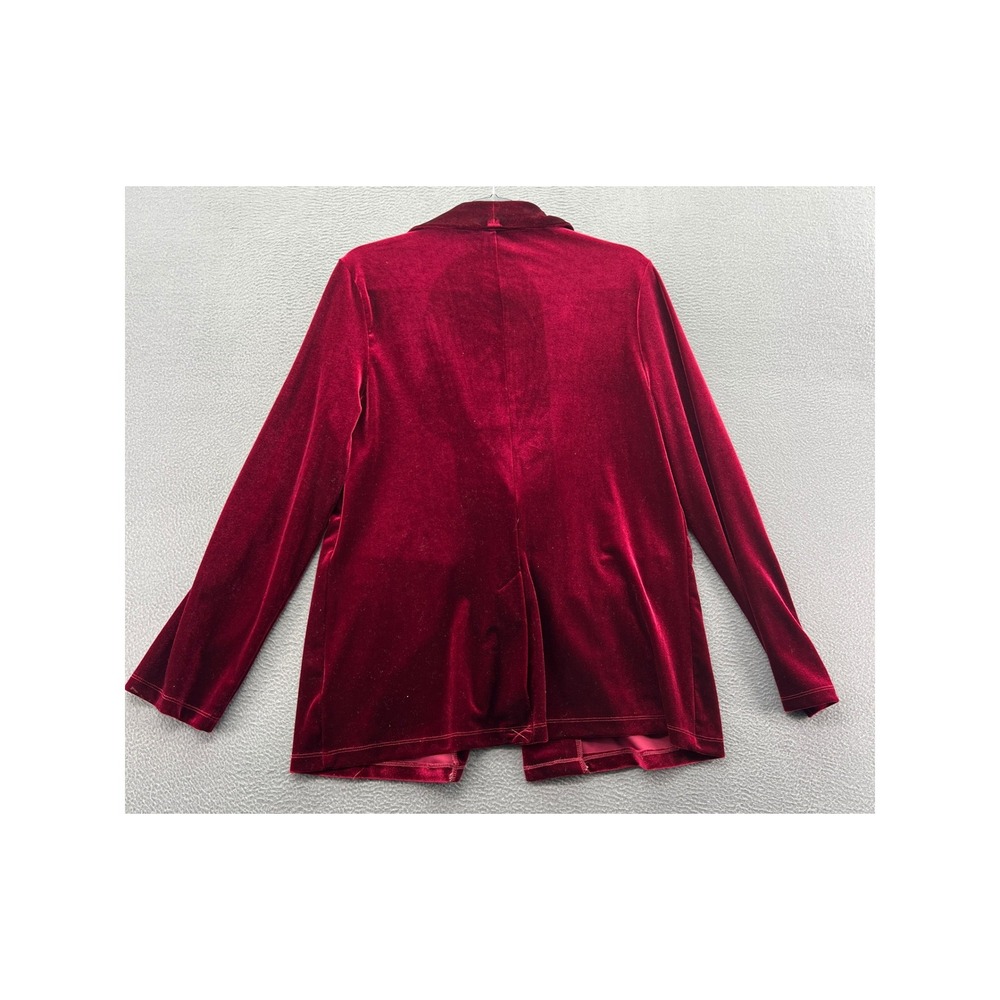 Sincerely Jules Blazer Women L Red Velvet Jacket Shawl Lapel Single Button - Picture 7 of 10